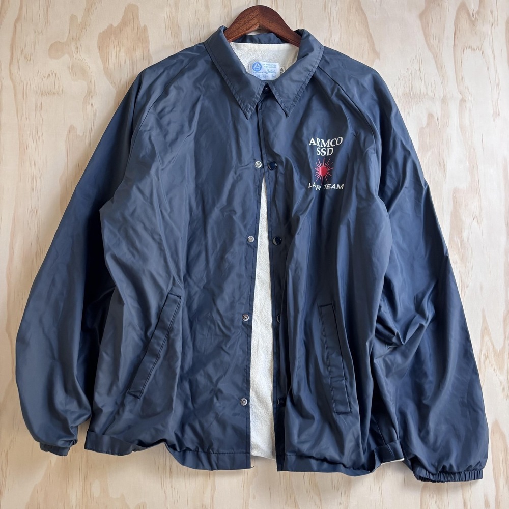 Vintage Artex Jacket Mens XL Blue Nylon Snap Windbreaker Laser Team Lined